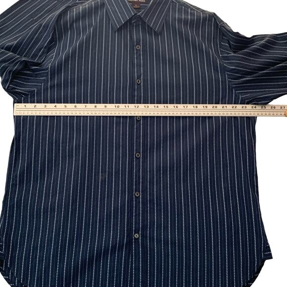 MICHAEL KORS Mens Blue and White Striped Dress Shirt Button Down Long Sleeve XL - Picture 6 of 11